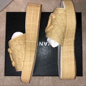 chanel raffia slides